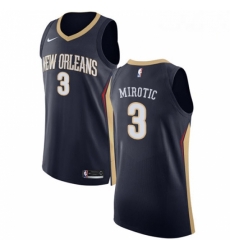 Mens Nike New Orleans Pelicans 3 Nikola Mirotic Authentic Navy Blue NBA Jersey Icon Edition 