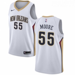 Mens Nike New Orleans Pelicans 55 ETwaun Moore Swingman White Home NBA Jersey Association Edition