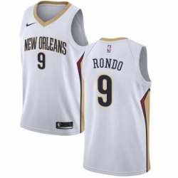 Mens Nike New Orleans Pelicans 9 Rajon Rondo Authentic White Home NBA Jersey Association Edition 