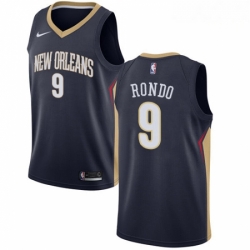 Mens Nike New Orleans Pelicans 9 Rajon Rondo Swingman Navy Blue Road NBA Jersey Icon Edition 