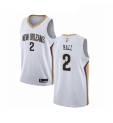 Womens New Orleans Pelicans 2 Lonzo Ball Swingman White Basketball Jersey Association Edition 