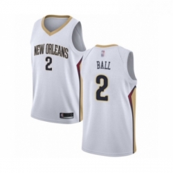 Womens New Orleans Pelicans 2 Lonzo Ball Swingman White Basketball Jersey Association Edition 