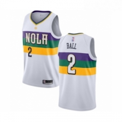 Womens New Orleans Pelicans 2 Lonzo Ball Swingman White Basketball Jersey City Edition 