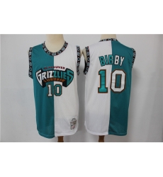 Grizzlies 10 Mike Bibby Blue White Split Hardwood Classics Jersey