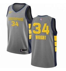 Mens Nike Memphis Grizzlies 34 Brandan Wright Swingman Gray NBA Jersey City Edition 