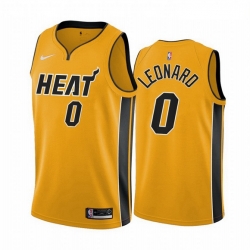 Men Miami Heat 0 Meyers Leonard Yellow NBA Swingman 2020 21 Earned Edition Jersey