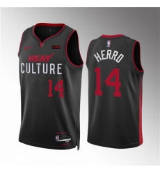 Men Miami Heat 14 Tyler Herro Black 2023 24 City Eddition Stitched Basketball Jersey 575