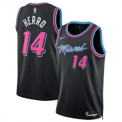Men Miami Heat 14 Tyler Herro Black 2025 26 City Edition Stitched Basketball Jersey