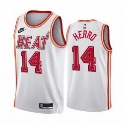 Men Miami Heat 14 Tyler Herro White Classic Edition Stitched Basketball Jersey