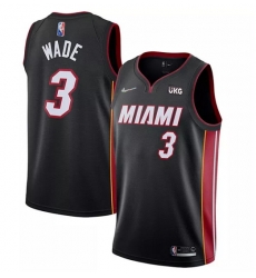 Men Miami Heat 3 Dwyane Wade Black Icon Edition 75th Anniversary Stitched Jersey