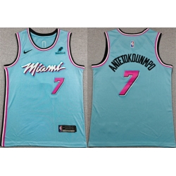 Men Miami Heat  7 Giannis Antetokounmpo Blue Stitched Basketball Jersey