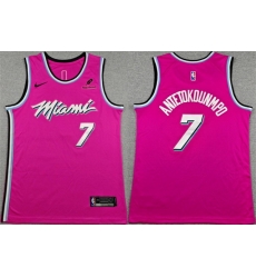 Men Miami Heat  7 Giannis Antetokounmpo Pink Stitched Basketball Jersey