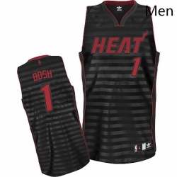 Mens Adidas Miami Heat 1 Chris Bosh Authentic BlackGrey Groove NBA Jersey