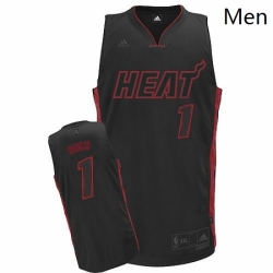 Mens Adidas Miami Heat 1 Chris Bosh Swingman Black BlackRed No NBA Jersey