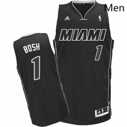 Mens Adidas Miami Heat 1 Chris Bosh Swingman BlackWhite NBA Jersey