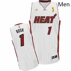 Mens Adidas Miami Heat 1 Chris Bosh Swingman White Championship Ring Ceremony NBA Jersey