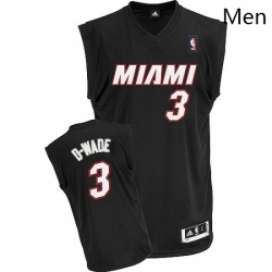 Mens Adidas Miami Heat 3 Dwyane Wade Authentic Black D WADE Fashion NBA Jersey