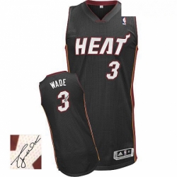 Mens Adidas Miami Heat 3 Dwyane Wade Authentic Black Road Autographed NBA Jersey