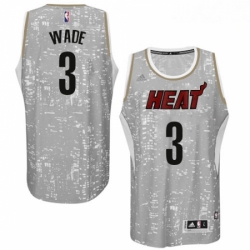 Mens Adidas Miami Heat 3 Dwyane Wade Authentic Grey City Light NBA Jersey