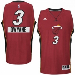 Mens Adidas Miami Heat 3 Dwyane Wade Authentic Red 2014 15 Christmas Day NBA Jersey