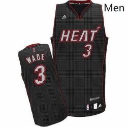 Mens Adidas Miami Heat 3 Dwyane Wade Swingman Black Rhythm Fashion NBA Jersey