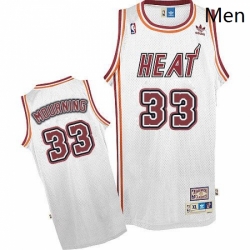 Mens Adidas Miami Heat 33 Alonzo Mourning Swingman White Throwback NBA Jersey