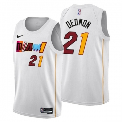 Men's Miami Heat #21 Dewayne Dedmon 2022-23 White City Edition Stitched Jersey