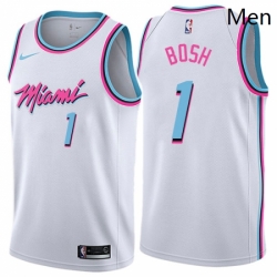 Mens Nike Miami Heat 1 Chris Bosh Authentic White NBA Jersey City Edition