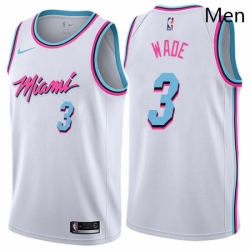 Mens Nike Miami Heat 3 Dwyane Wade Swingman White NBA Jersey City Edition