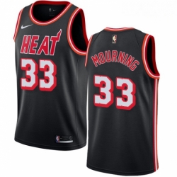 Mens Nike Miami Heat 33 Alonzo Mourning Swingman Black Black Fashion Hardwood Classics NBA Jersey