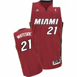 Youth Adidas Miami Heat 21 Hassan Whiteside Swingman Red Alternate NBA Jersey