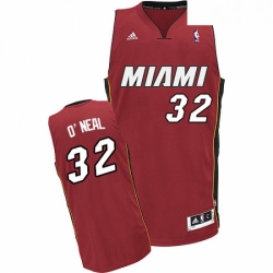 Youth Adidas Miami Heat 32 Shaquille ONeal Swingman Red Alternate NBA Jersey