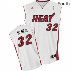 Youth Adidas Miami Heat 32 Shaquille ONeal Swingman White Home NBA Jersey