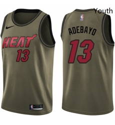 Youth Nike Miami Heat 13 Edrice Adebayo Swingman Green Salute to Service NBA Jersey 