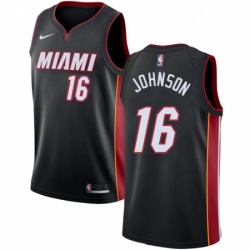 Youth Nike Miami Heat 16 James Johnson Swingman Black Road NBA Jersey Icon Edition