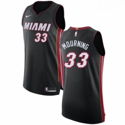 Youth Nike Miami Heat 33 Alonzo Mourning Authentic Black Road NBA Jersey Icon Edition