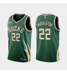 Men Milwaukee Bucks Khris Middleton 2021 Earned Green Jersey