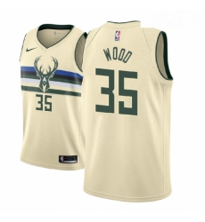 Men NBA 2018 19 Milwaukee Bucks 35 Christian Wood City Edition Cream Jersey 