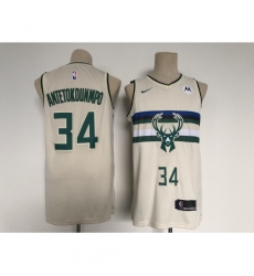 Men's Milwaukee Bucks #34 Giannis Antetokounmpo Swingman Cream City Player Jersey