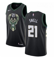 Mens Nike Milwaukee Bucks 21 Tony Snell Swingman Black Alternate NBA Jersey Statement Edition 