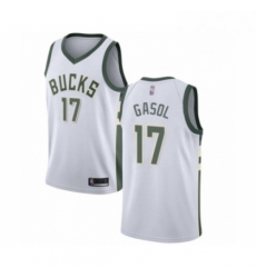 Womens Milwaukee Bucks 17 Pau Gasol Swingman White Basketball Jersey Association Edition 