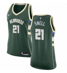 Womens Nike Milwaukee Bucks 21 Tony Snell Swingman Green Road NBA Jersey Icon Edition 