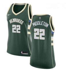 Womens Nike Milwaukee Bucks 22 Khris Middleton Authentic Green Road NBA Jersey Icon Edition 