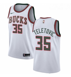 Womens Nike Milwaukee Bucks 35 Mirza Teletovic Authentic White Fashion Hardwood Classics NBA Jersey