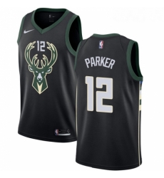 Youth Adidas Milwaukee Bucks 12 Jabari Parker Authentic Black Alternate NBA Jersey Statement Edition