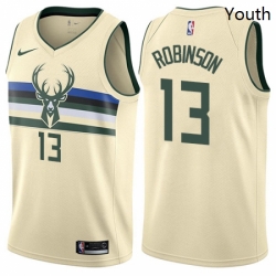 Youth Nike Milwaukee Bucks 13 Glenn Robinson Swingman Cream NBA Jersey City Edition 