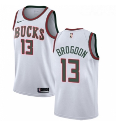 Youth Nike Milwaukee Bucks 13 Malcolm Brogdon Authentic White Fashion Hardwood Classics NBA Jersey 