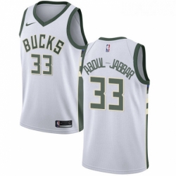 Youth Nike Milwaukee Bucks 33 Kareem Abdul Jabbar Swingman White Home NBA Jersey Association Edition 