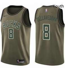 Youth Nike Milwaukee Bucks 8 Matthew Dellavedova Swingman Green Salute to Service NBA Jersey 