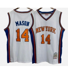 Men New Yok Knicks  14 Anthony Mason White 1991 92 Stitched Jersey
